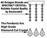 Swarovski Crystal Trimmed Murano Venetian Style Chandelier Crystal Lights Fixture Pendant Ceiling Lamp for Dining Room - W/Large, Luxe Crystals w/Chrome Sleeves! H25" X W24" w/White Shades - A46-B43/CS/WHITESHADES/B94/B89/385/5SW