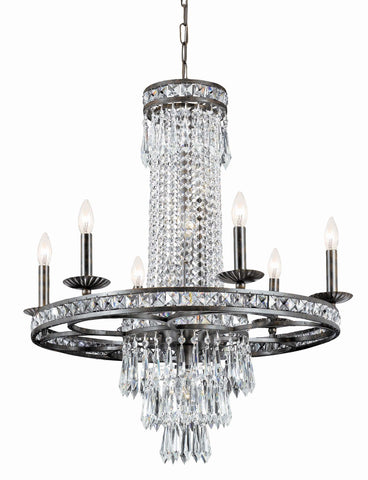 10 Light English Bronze Crystal Chandelier Draped In Clear Hand Cut Crystal - C193-5266-EB-CL-MWP