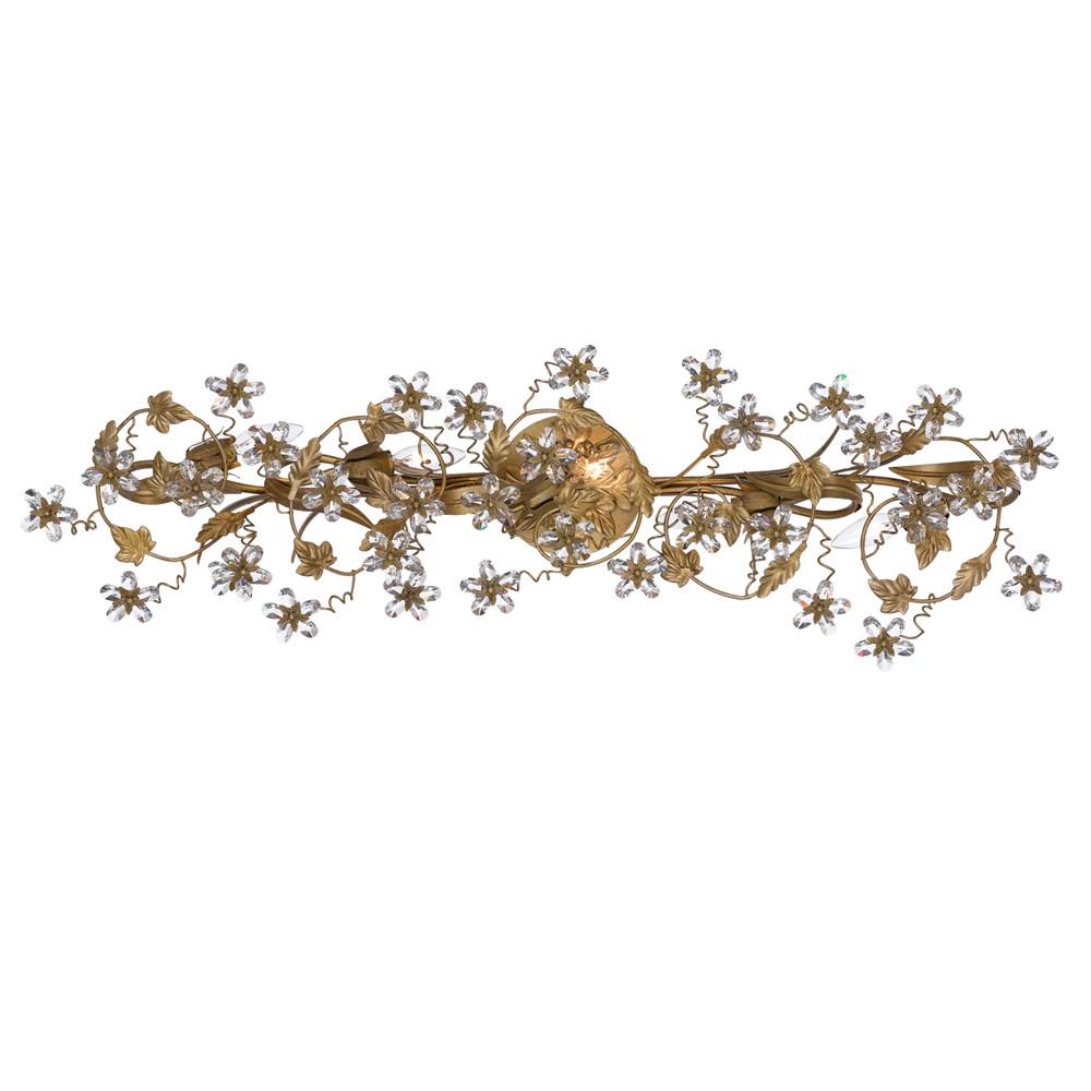 5 Light Gold Leaf Youth Bathroom-Vanity Light Draped In Clear Hand Cut Crystal - C193-5307-GL