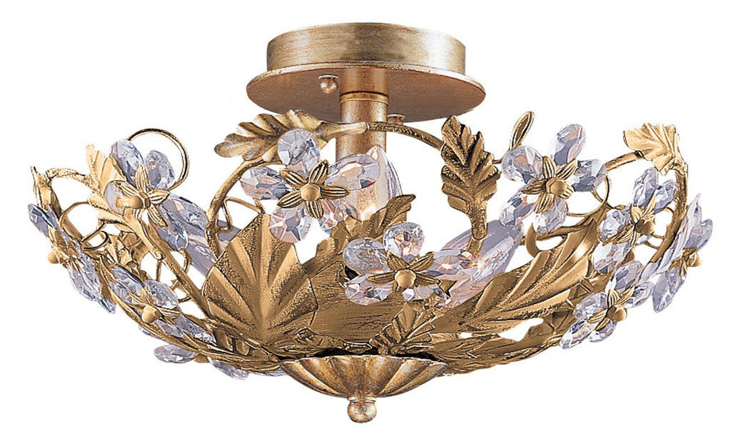 6 Light Gold Leaf Youth Ceiling Mount Draped In Clear Hand Cut Crystal - C193-5316-GL