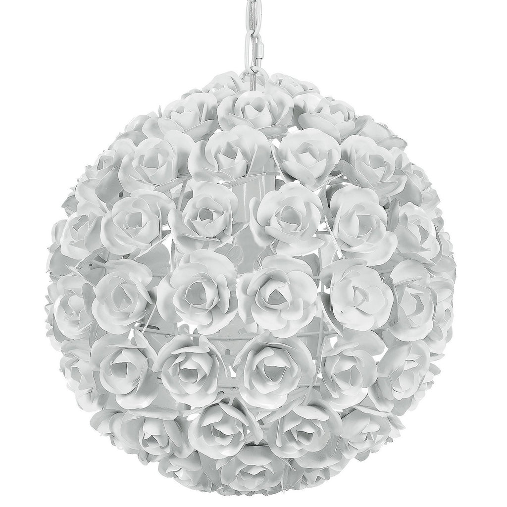 1 Light Wet White Floral Mini Chandelier - C193-537-WW