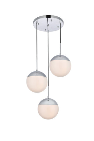 ZC121-LD6070C - Living District: Eclipse 3 Lights Chrome Pendant With Frosted White Glass