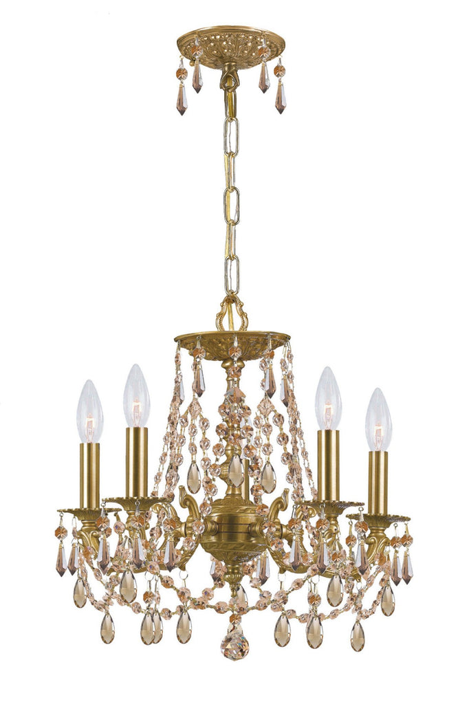 5 Light Aged Brass Traditional Mini Chandelier - C193-5545-AG-GTS