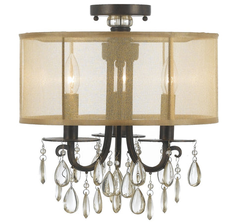 3 Light English Bronze Transitional Ceiling Mount Draped In Etruscan Smooth Teardrop Almond Crystal - C193-5623-EB_CEILING