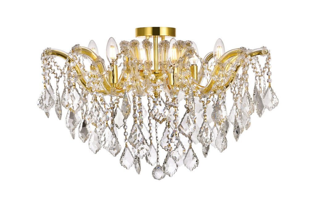 ZC121-2800F24G/EC - Regency Lighting: Maria Theresa 6 light Gold Flush Mount Clear Elegant Cut Crystal