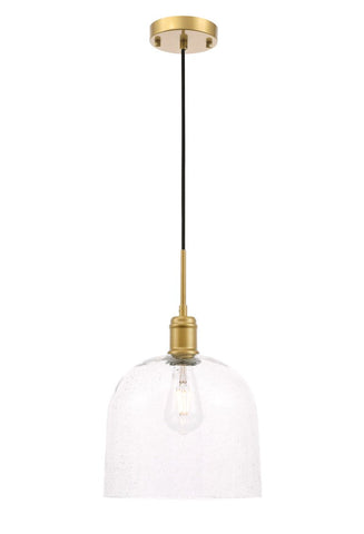 ZC121-LD6215BR - Living District: Gabe 1 light Brass and Clear seeded glass pendant