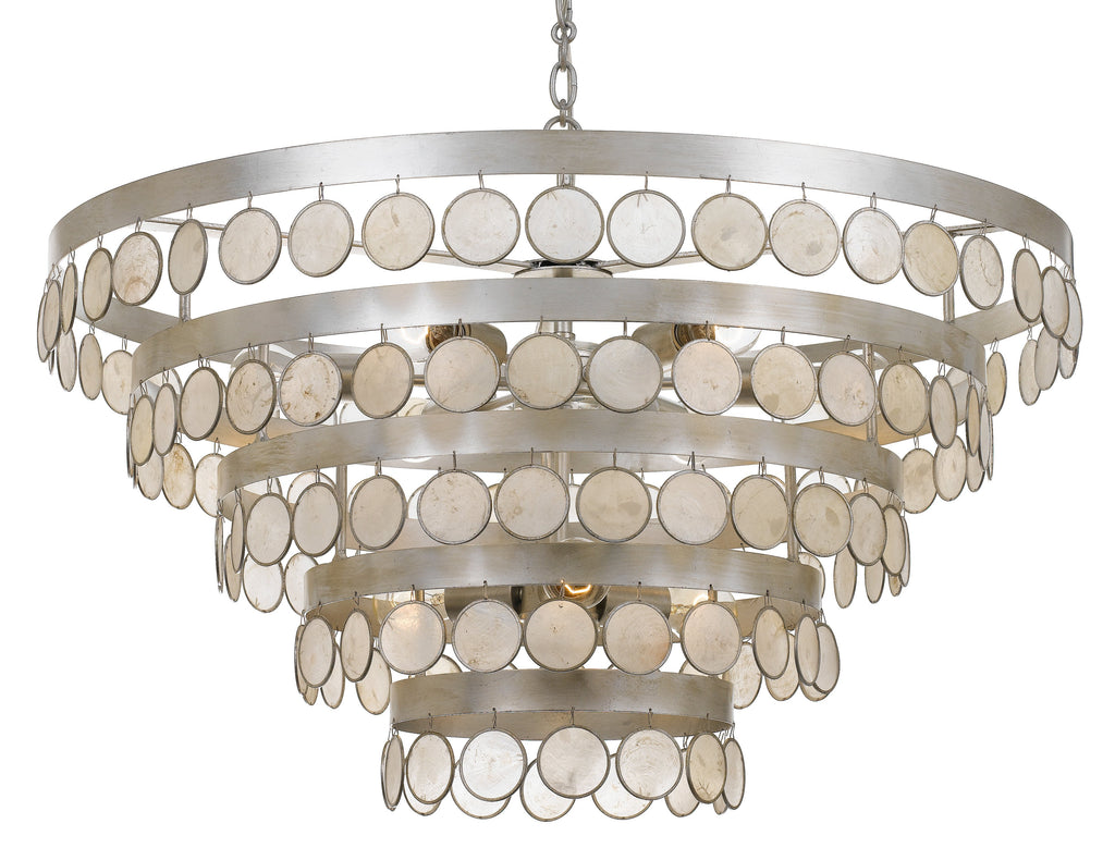 9 Light Antique Silver Coastal Chandelier - C193-6009-SA