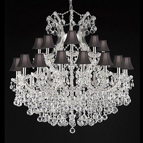 Maria Theresa Empress Crystal(Tm) Chandelier Lighting With Black Shades H 36" W 36" - Cjd-B6/Cs/Sc/2181/36