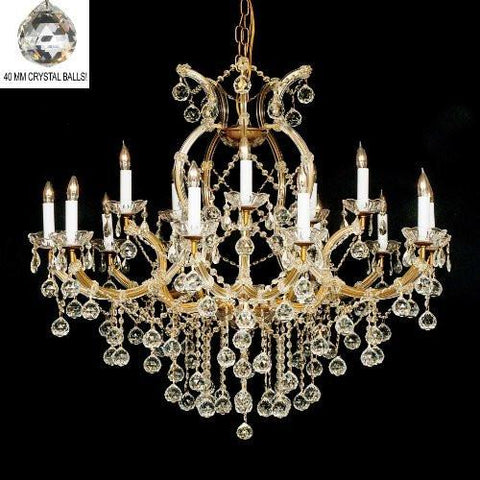 New Crystal Chandelier 37X38 W/Crystal Balls - A83-B6/21510/15+1