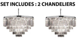 Set of 2 - Retro Palladium Crystal Glass Fringe Chandelier Chrome Finish H25 W33.5 - 2EA GB104-2164/18