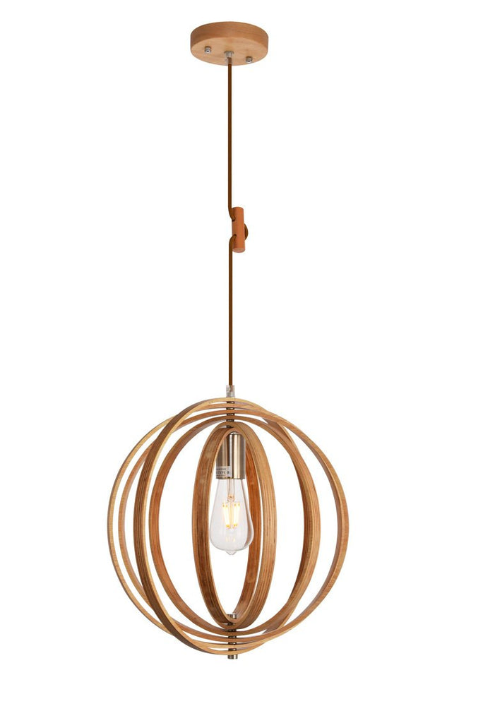 ZC121-LDPD2107 - Living District: Stanton Collection Pendant D14.8 H15.7 Lt:1 Wood Grain and Burnished Nickel Finish