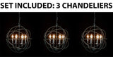 Set of 3 - Spherical Orb Wrought Iron Chandelier Lighting Country French 6 Lights Ceiling Fixture Sphere Modern Rustic H 20" W 20" - Great for The Kitchen, Dining Room, Bedroom and More ! - 3EA G7-ORB/6