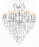 Swarovski Crystal Trimmed Chandelier Lighting Chandeliers H59"XW46" Great for The Foyer, Entry Way, Living Room, Family Room and More! w/White Shades - A83-B12/WHITESHADES/CS/2MT/24+1SW