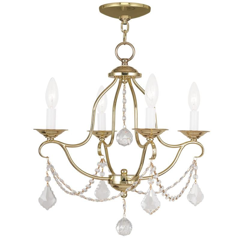 Livex Chesterfield 4 Light Polished Brass Mini Chandelier - C185-6424-02