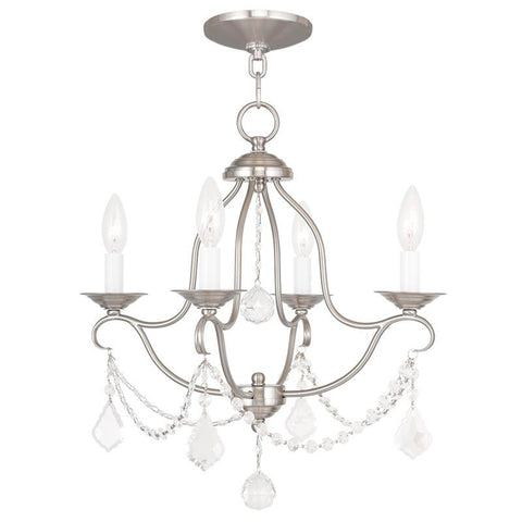 Livex Chesterfield 4 Light Brushed Nickel Mini Chandelier - C185-6424-91