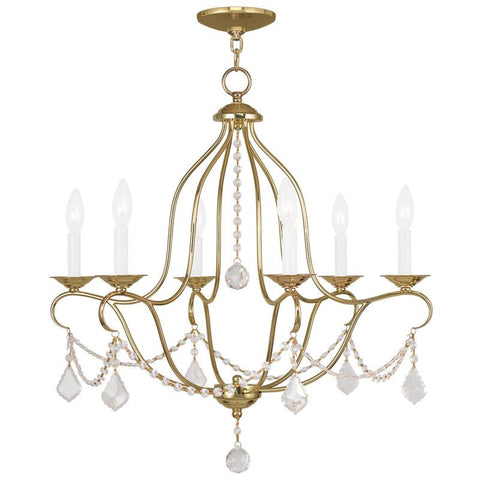 Livex Chesterfield 6 Light Polished Brass Chandelier - C185-6426-02