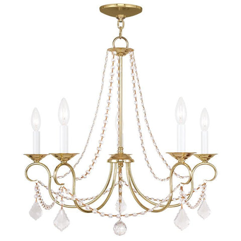 Livex Pennington 5 Light Polished Brass Chandelier - C185-6515-02