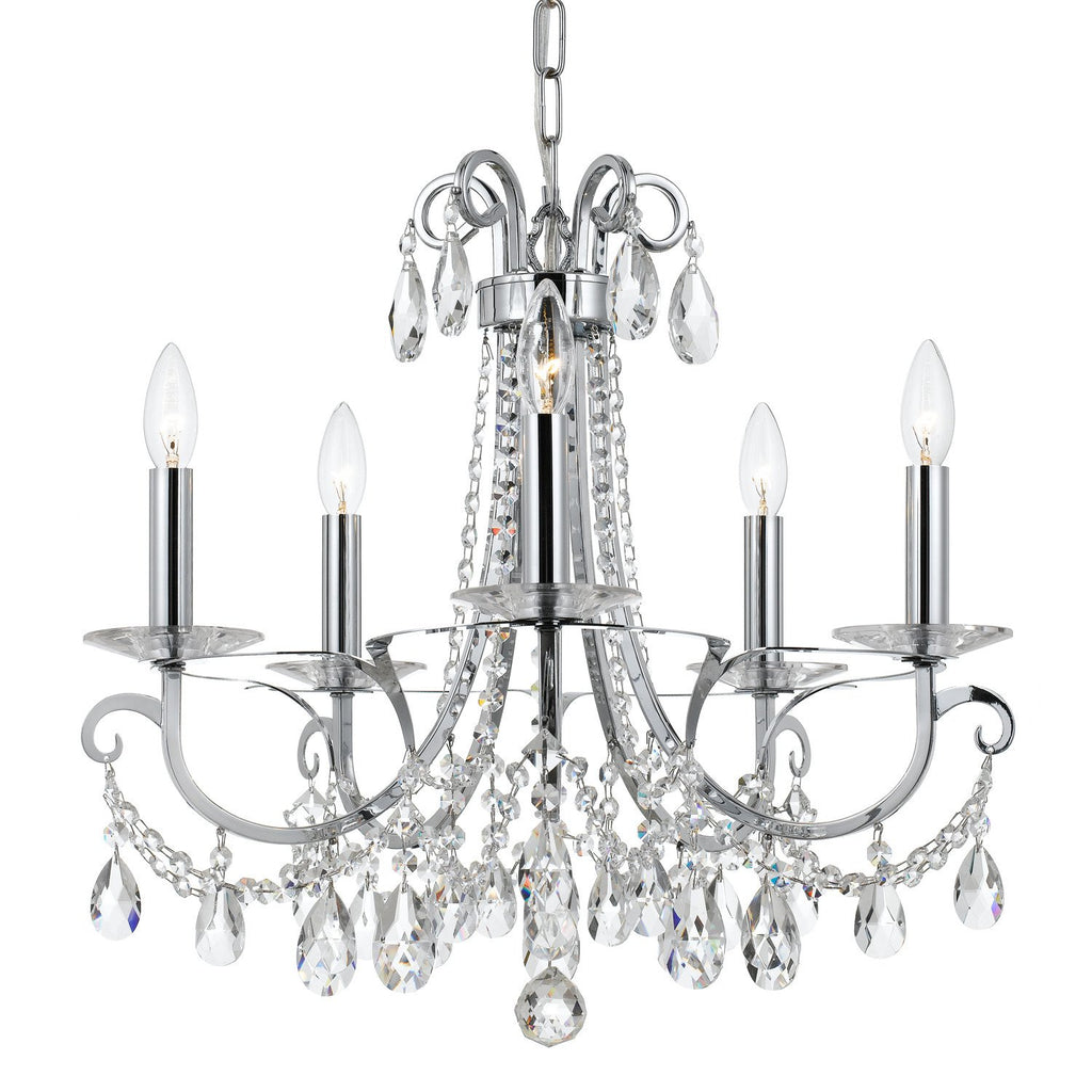 5 Light Polished Chrome Transitional  Modern Chandelier Draped In Clear Hand Cut Crystal - C193-6825-CH-CL-MWP