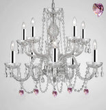 Empress Crystal (Tm) Chandelier Chandeliers Lighting with Pink Color Crystal w/Chrome Sleeves! - G46-B43/B21/1122/5+5