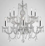 Chandelier Lighting Empress Crystal (tm) Chandeliers H25" X W24" 10 LIGHTS! SWAG PLUG IN-CHANDELIER W/14' FEET OF HANGING CHAIN AND WIRE WITH CHROME SLEEVES - A46-B43/B15/CS/1122/5+5