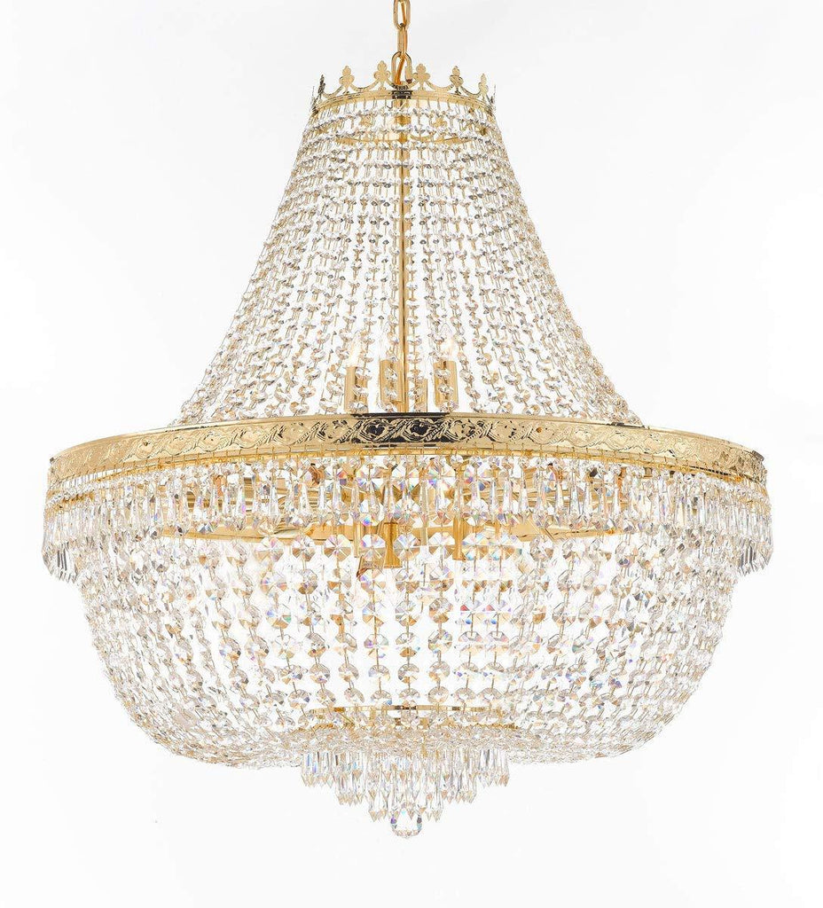 Nail Salon French Empire Crystal Chandelier Lighting - Great for The Dining Room, Foyer, Entryway, Family Room, Bedroom, Living Room and More! H 36" W 36" - G93-H36/CG/4199/25