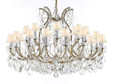 Crystal Chandelier Lighting Chandeliers H35" X W46" Great for The Foyer, Entry Way, Living Room, Family Room and More! w/White Shades - A83-B62/WHITESHADES/2MT/24+1