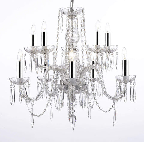 rystal Icicle Waterfall Chandelier Lighting Dining Room Chandeliers w/Chrome Sleeves! - G46-B43/B15/B10/1122/5+5