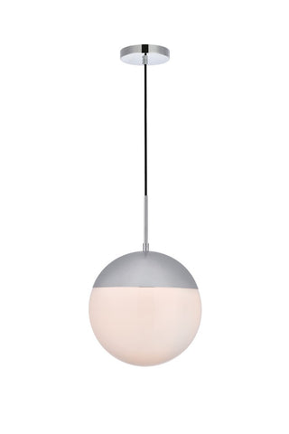 ZC121-LD6040C - Living District: Eclipse 1 Light Chrome Pendant With Frosted White Glass