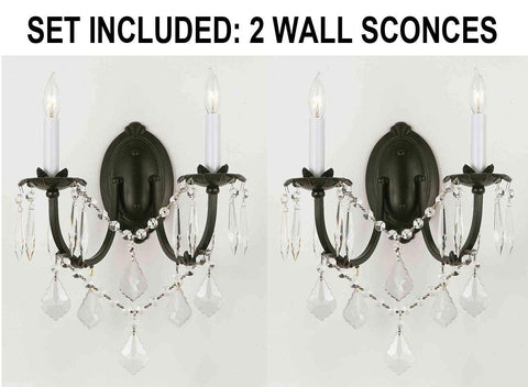 Set of 2 - Wrought Iron Wall Sconce Crystal Wall Sconces Lighting H11" x W11" - 2EA A83-2/3034