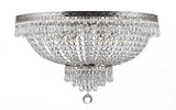 Set of 2-1 French Empire Crystal Chandelier Lighting H50" X W24" - Great for The Dining Room, Foyer, Living Room! and French Empire Crystal Semi Flush Basket Chandelier Lighting H18" X W24" - 1EA CS/870/15 + 1EA FLUSH/CS/870/9