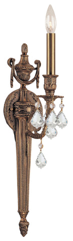 1 Light Matte Brass Traditional Sconce Draped In Clear Hand Cut Crystal - C193-751-MB-CL-MWP