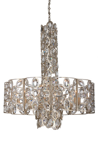 10 Light Distressed Twilight Eclectic Chandelier Draped In Hand Cut Crystal  - C193-7589-DT