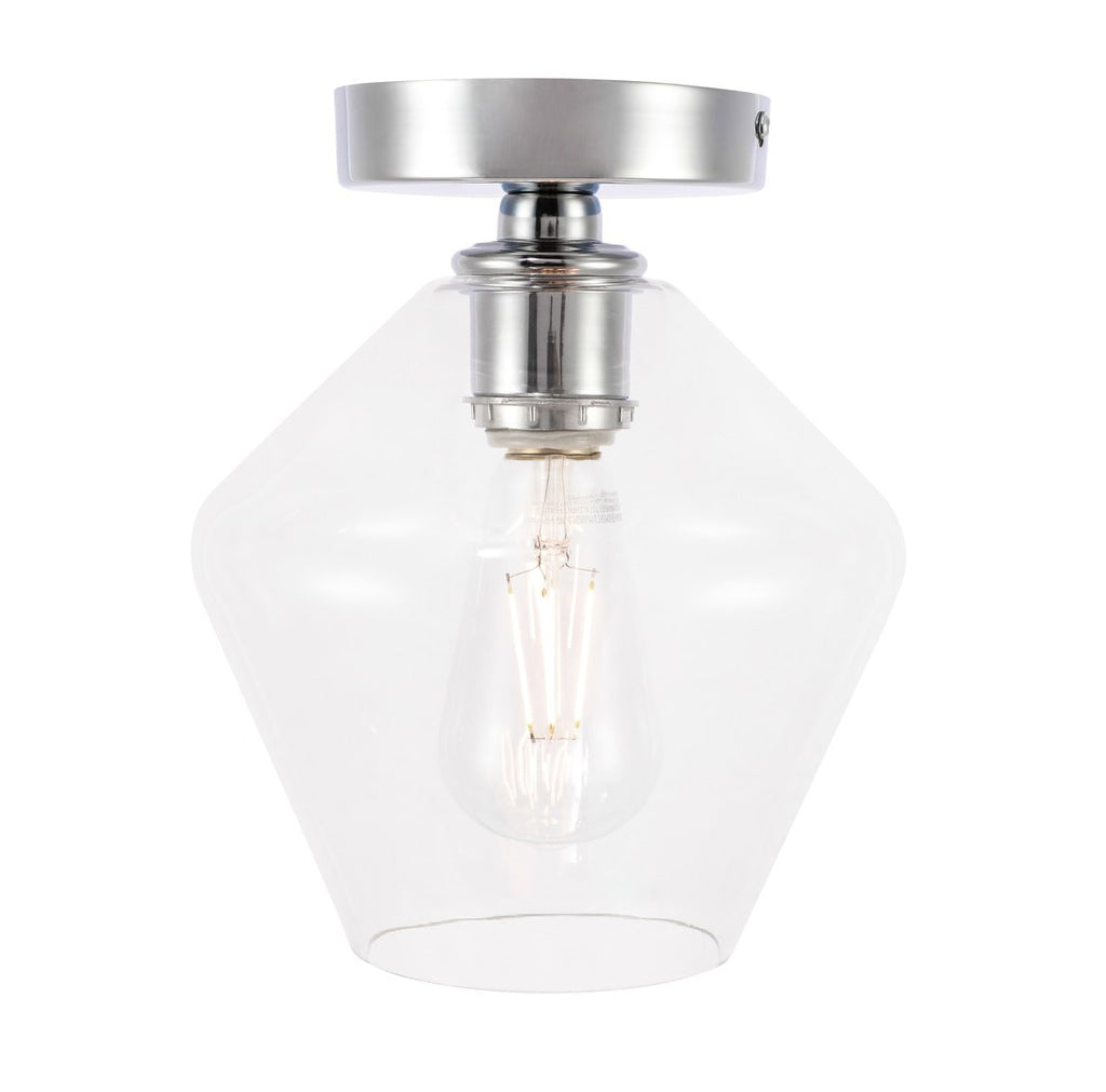 ZC121-LD2254C - Living District: Gene 1 light Chrome and Clear glass Flush mount