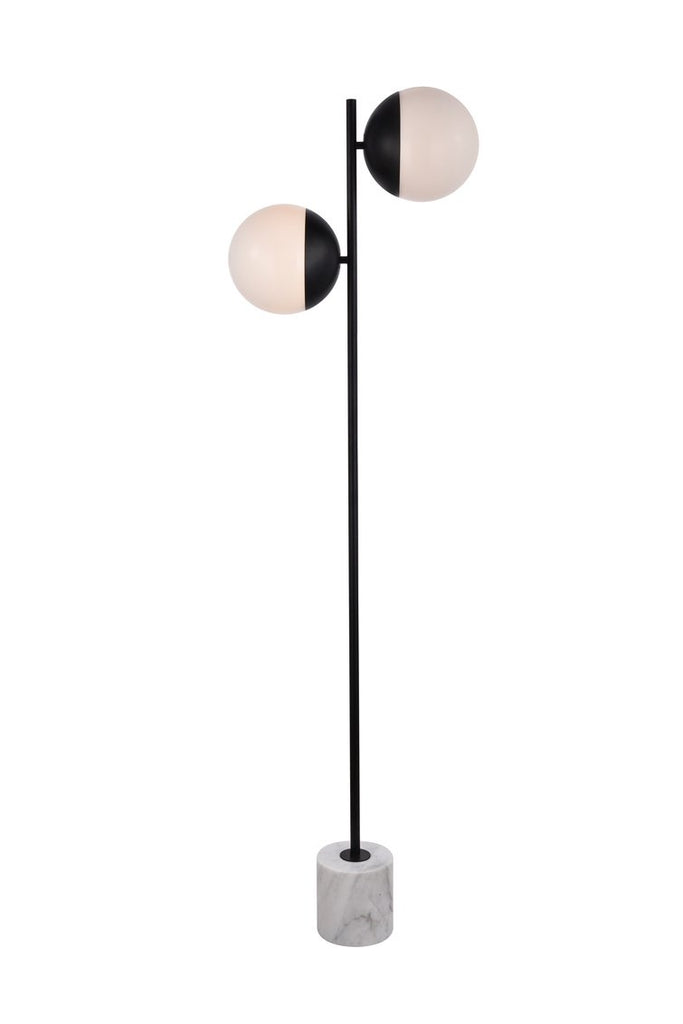 ZC121-LD6110BK - Living District: Eclipse 2 Lights Black Floor Lamp With Frosted White Glass