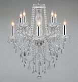 Chandelier Lighting Empress Crystal (tm) Chandeliers w/Chrome Sleeves! H 30" W 24" 10 Lights! Swag Plug in-Chandelier W/ 14' Feet of Hanging Chain and Wire! - G46-B43/B15/B13/1122/5+5