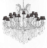 Swarovski Crystal Trimmed Chandelier Lighting Chandeliers H46" X W46" Dressed with Large, Luxe Crystals! - Great for The Foyer, Entry Way, Living Room, Family Room & More! w/Black Shades - A83-B90/CS/BLACKSHADES/2MT/24+1SW