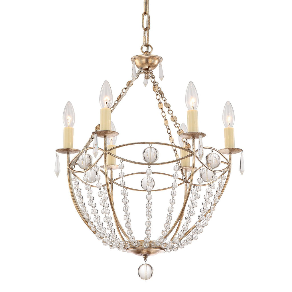 6 Light Distressed Twilight Eclectic Chandelier - C193-8306-DT