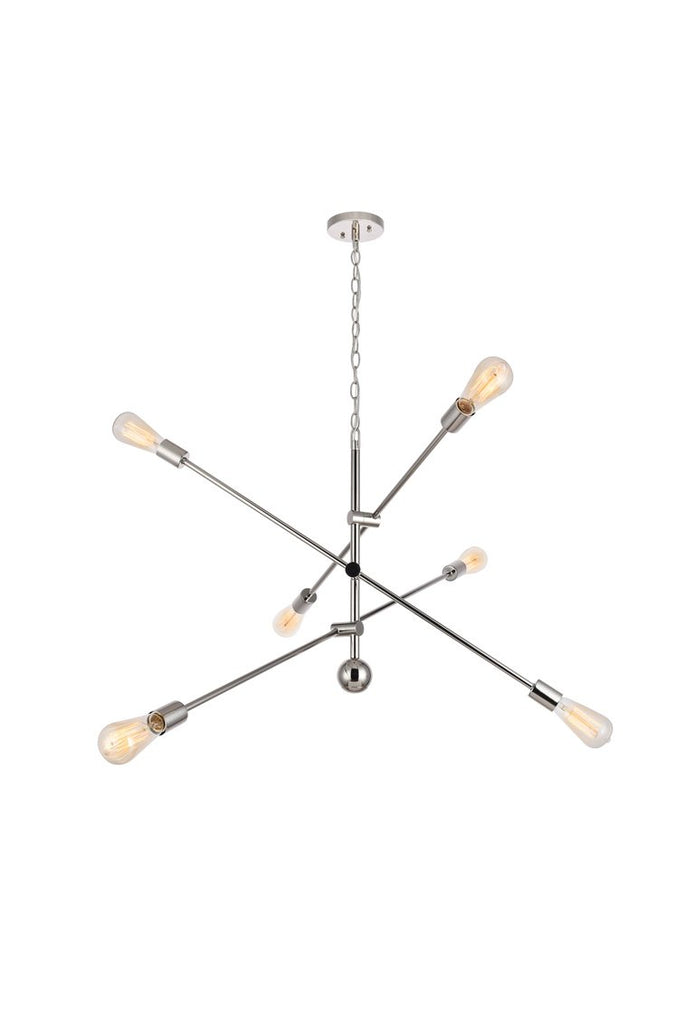 ZC121-LD8010D42PN - Living District: Axel 6 Lights Polished Nickel Pendant