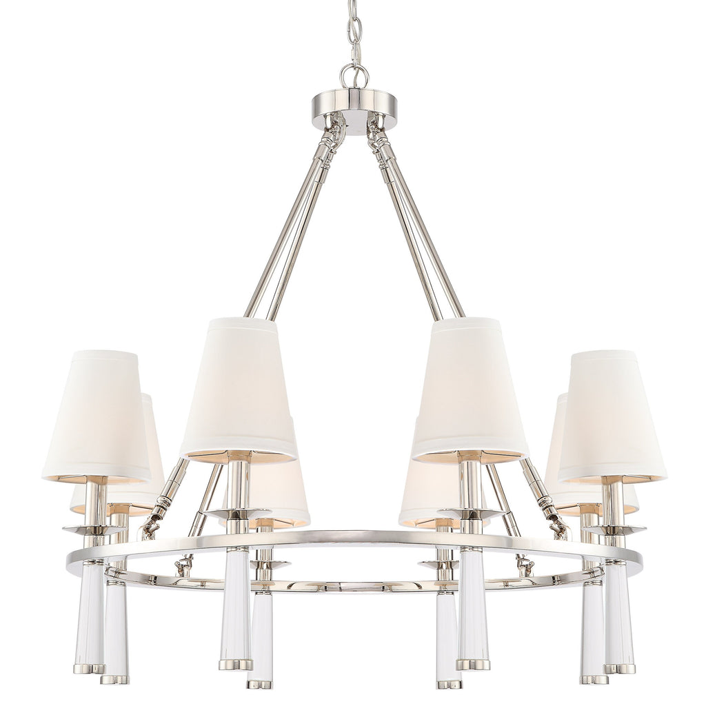 8 Light Polished Nickel Mid Century Modern Transitional Chandelier - C193-8867-PN