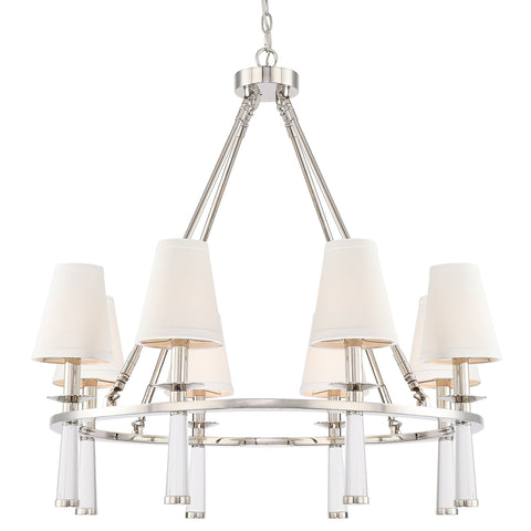 8 Light Polished Nickel Mid Century Modern Transitional Chandelier - C193-8867-PN