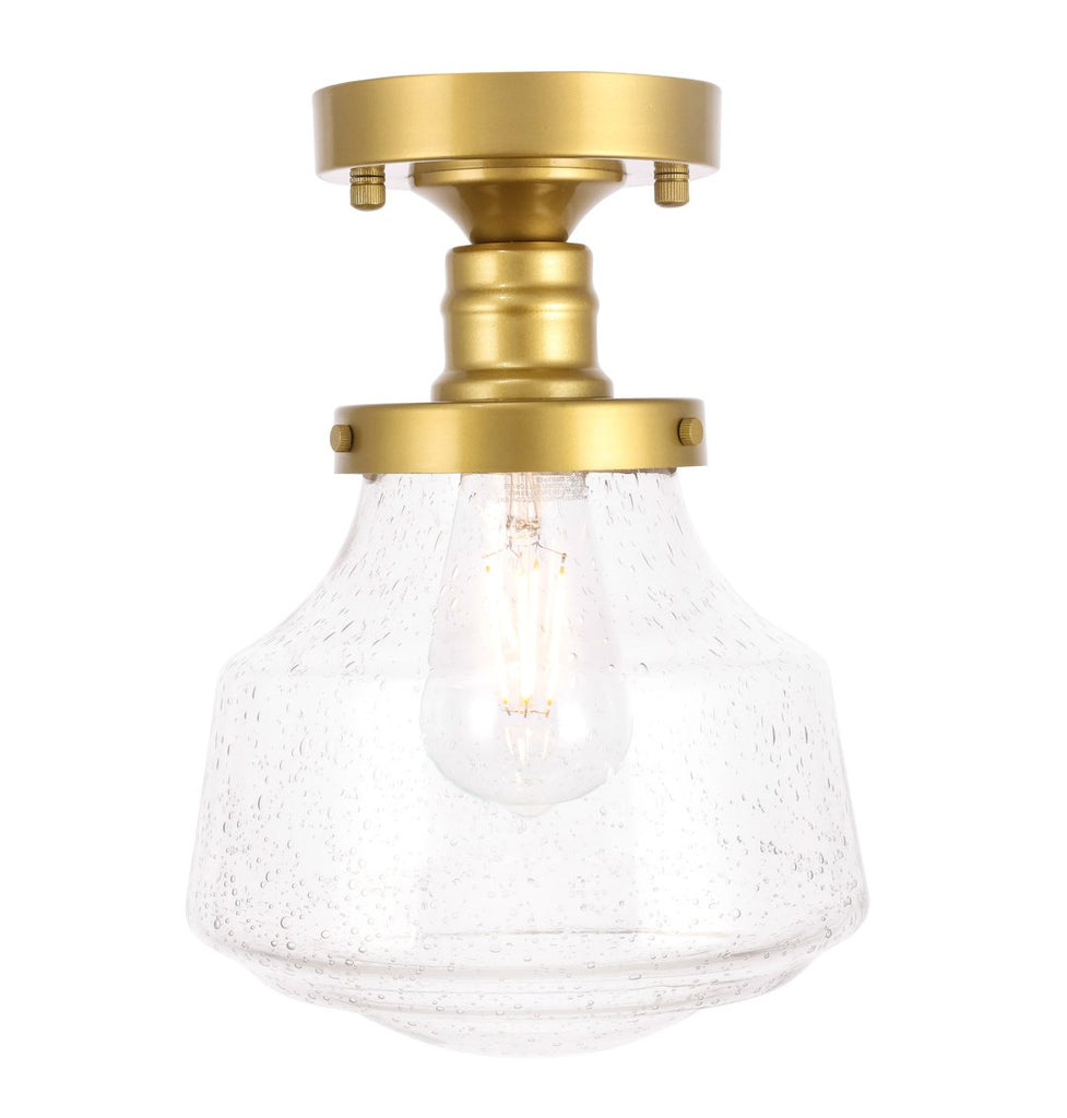 ZC121-LD6248BR - Living District: Lyle 1 light Brass and Clear seeded glass Flush mount