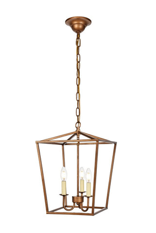 ZC121-LD6008D12G - Living District: Maddox Collection Pendant D12.5 H18.25 Lt:3 Vintage Gold Finish