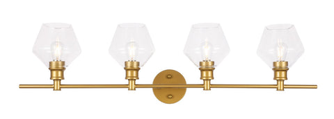 ZC121-LD2320BR - Living District: Gene 4 light Brass and Clear glass Wall sconce