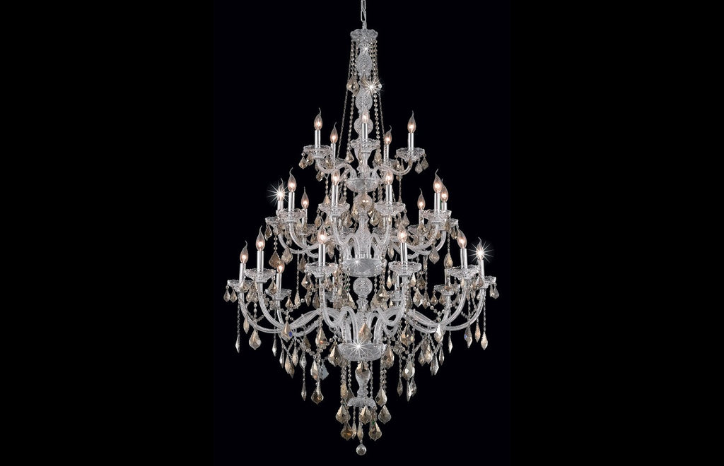 C121-7825G43C-GT/RC - Regency Lighting: Verona 25 light Chrome Chandelier Golden Teak (Smoky) Royal Cut Crystal