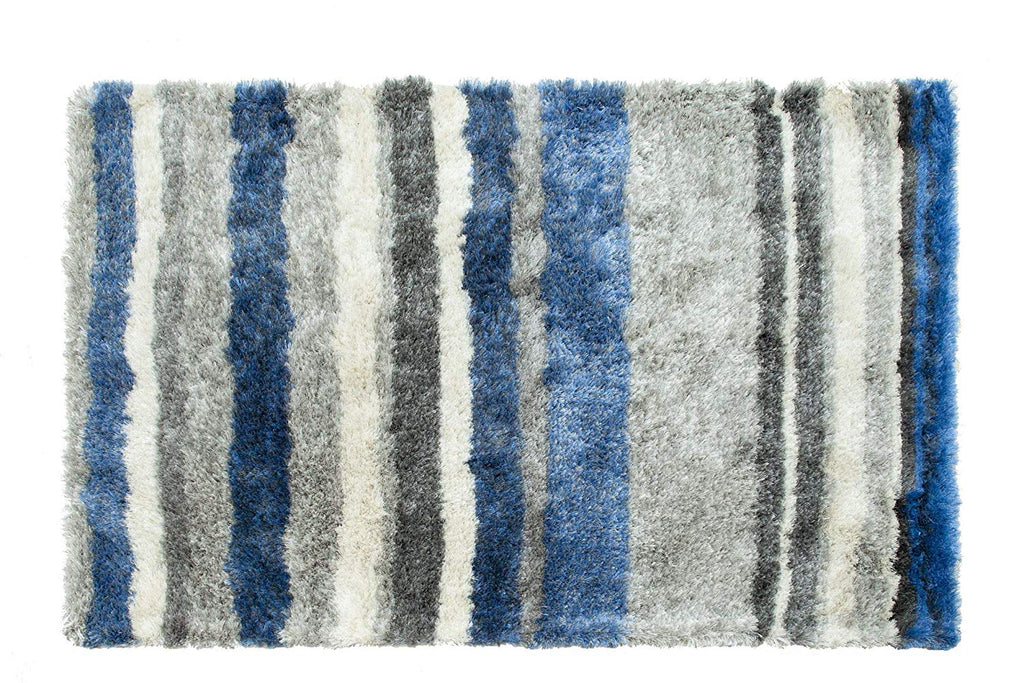 Handwoven Striped Plush Shag Rug 5' X 7' - J10-IN-213-5X7