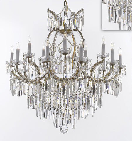 Maria Theresa Chandelier Crystal Lighting Chandeliers with Optical Quality Fringe Prisms! Great for the Dining Room, Foyer, Entry Way, Living Room! H38" X W37" - A83-B8/21510/15+1