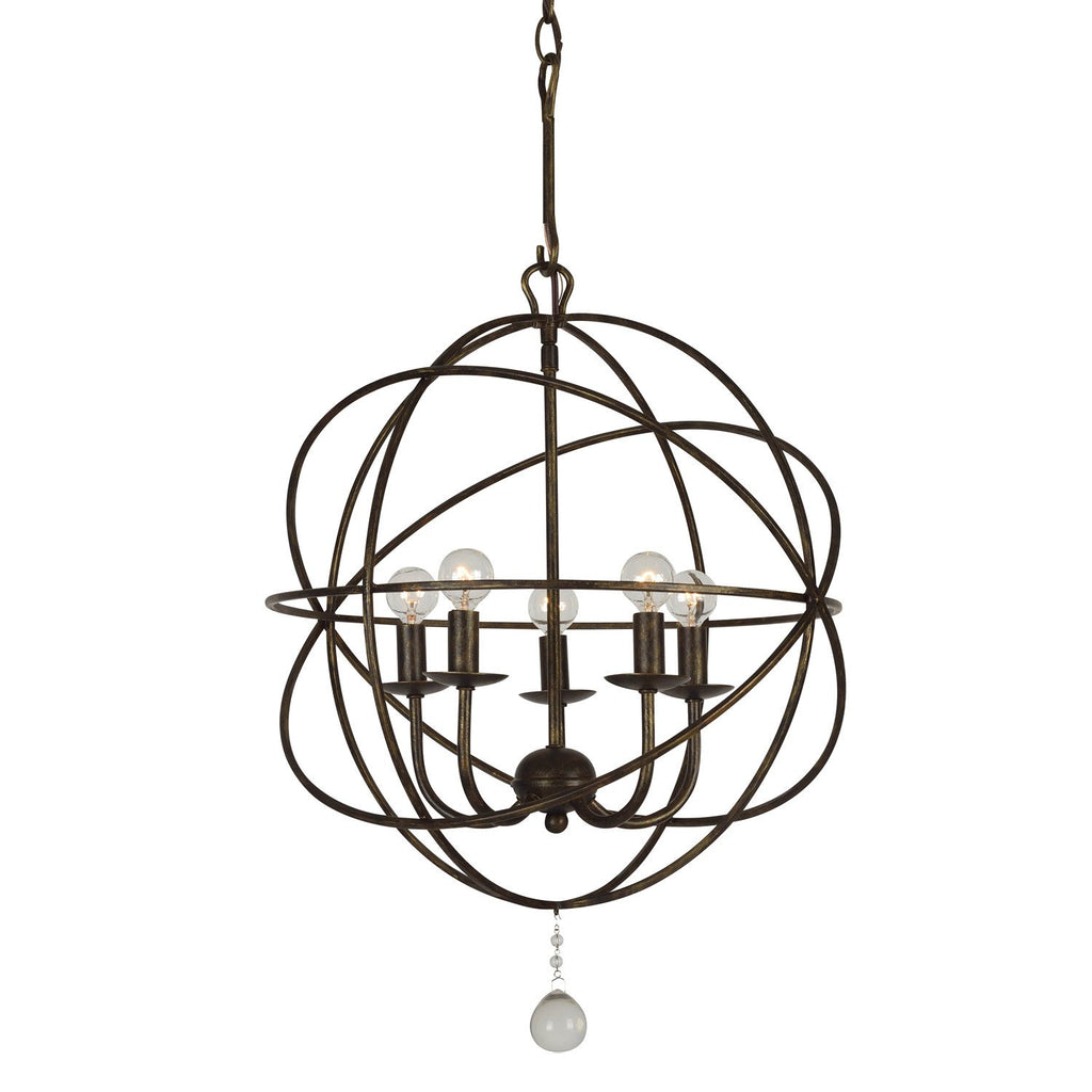 5 Light English Bronze Industrial Mini Chandelier - C193-9224-EB