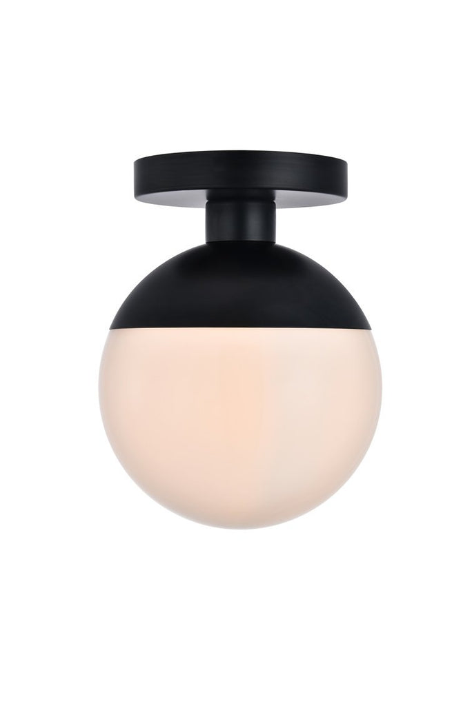 ZC121-LD6050BK - Living District: Eclipse 1 Light Black Flush Mount With Frosted White Glass