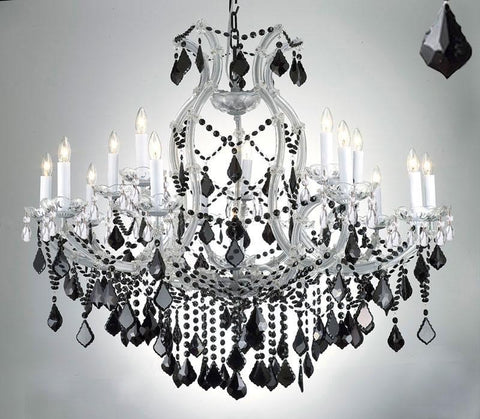 New Maria Theresa Chandelier Crystal Lighting H38" X W37" W/ Jet Black Crystal - A83-Silver/21510/15+1/Blackcrystal