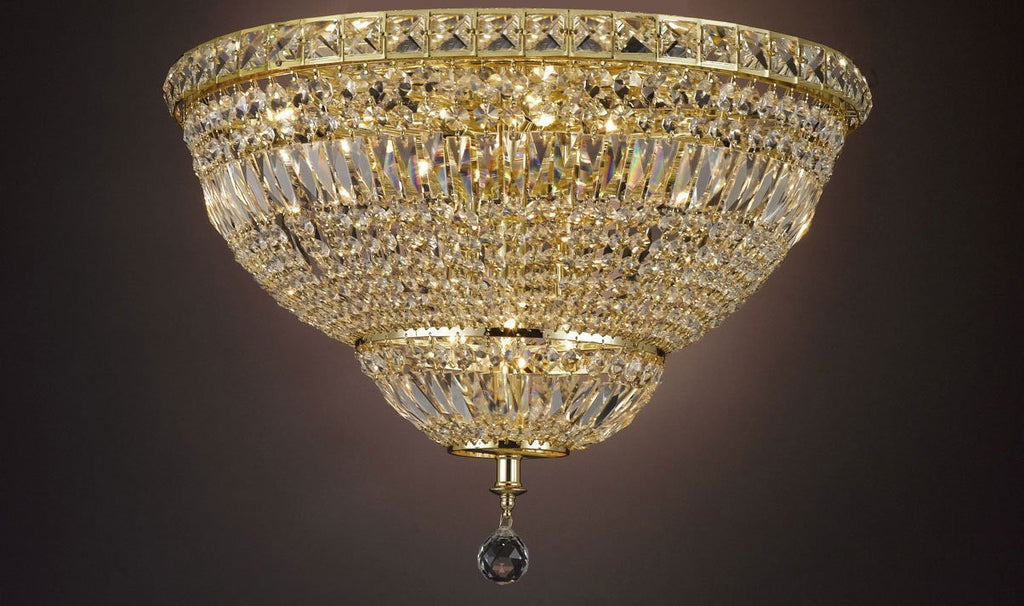 Flush French Empire Crystal Chandelier Lighting H22" W30" - A93-Flush/Cg/454/14